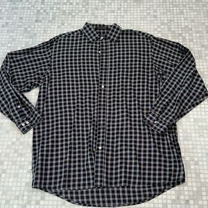 Harold Powell Black & White Checked Button Down Long Sleeve Cotton Shirt
